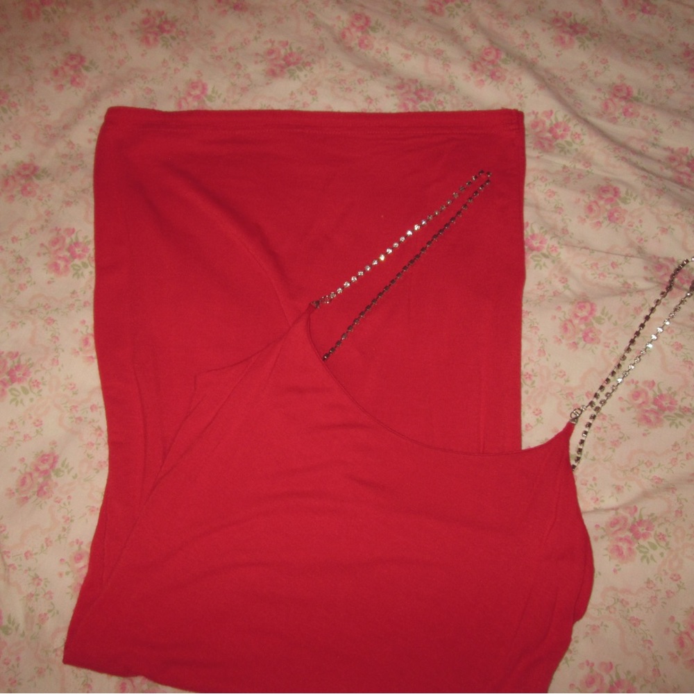 Fashion Nova Red Midi Dress with Sparkling Straps